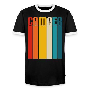 Camper Retro Sonnenuntergang farbenfroh - Männer Kontrast-T-Shirt - Schwarz/Weiß - Vorne - AI Model Female 172 light (172cm) & AI Model Male 178 light (178cm)