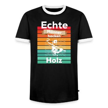 Echte Männer hacken Holz - Männer Kontrast-T-Shirt - Schwarz/Weiß - Vorne - AI Model Female 172 light (172cm) & AI Model Male 178 light (178cm)