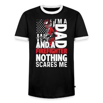 I am a father and a firefighter, nothing matters to me - Men's Ringer Shirt - black/white - Front - AI Model Female 172 light (172cm) & AI Model Male 178 light (178cm)