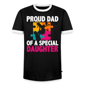 Stolzer Vater Einer Besonderen Tochter - Männer Kontrast-T-Shirt - Schwarz/Weiß - Vorne - AI Model Female 172 light (172cm) & AI Model Male 178 light (178cm)