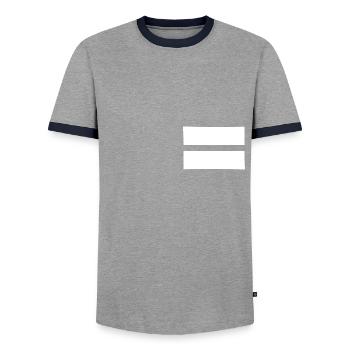 Equality Minimal Statement - Men's Ringer Shirt - grey/navy  - Front - AI Model Female 172 light (172cm) & AI Model Male 178 light (178cm)