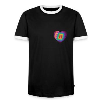 Servez-vous d'un grand H - T-shirt contrasté Homme - noir/blanc - Devant - AI Model Female 172 light (172cm) & AI Model Male 178 light (178cm)