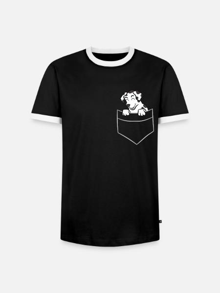Dalmatiner - In Brusttasche / Hemdtasche - Männer Kontrast-T-Shirt - Schwarz/Weiß