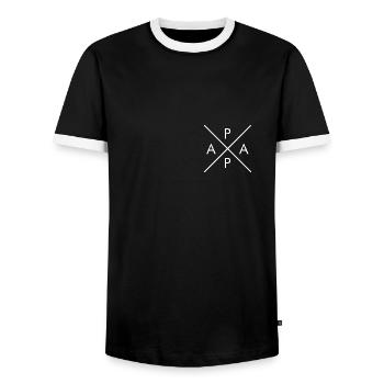 PAPA - Famille Monogram Gift - T-shirt contrasté Homme - noir/blanc - Devant - AI Model Female 172 light (172cm) & AI Model Male 178 light (178cm)