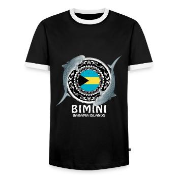 Bimini Bahamas - Men's Ringer Shirt - black/white - Front - AI Model Female 172 light (172cm) & AI Model Male 178 light (178cm)