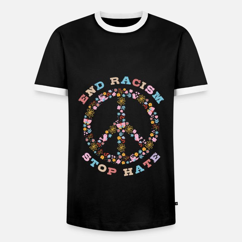 End Racism Stop Hate - Men's Ringer Shirt - black/white