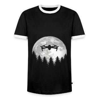 Drone Quadcopter Pilot Shirt pour les pilotes de drone - T-shirt contrasté Homme - noir/blanc - Devant - AI Model Female 172 light (172cm) & AI Model Male 178 light (178cm)