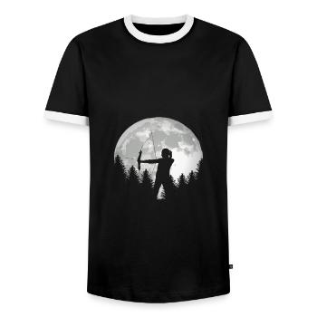 Chemise femme tir à l'arc pour archer - T-shirt contrasté Homme - noir/blanc - Devant - AI Model Female 172 light (172cm) & AI Model Male 178 light (178cm)
