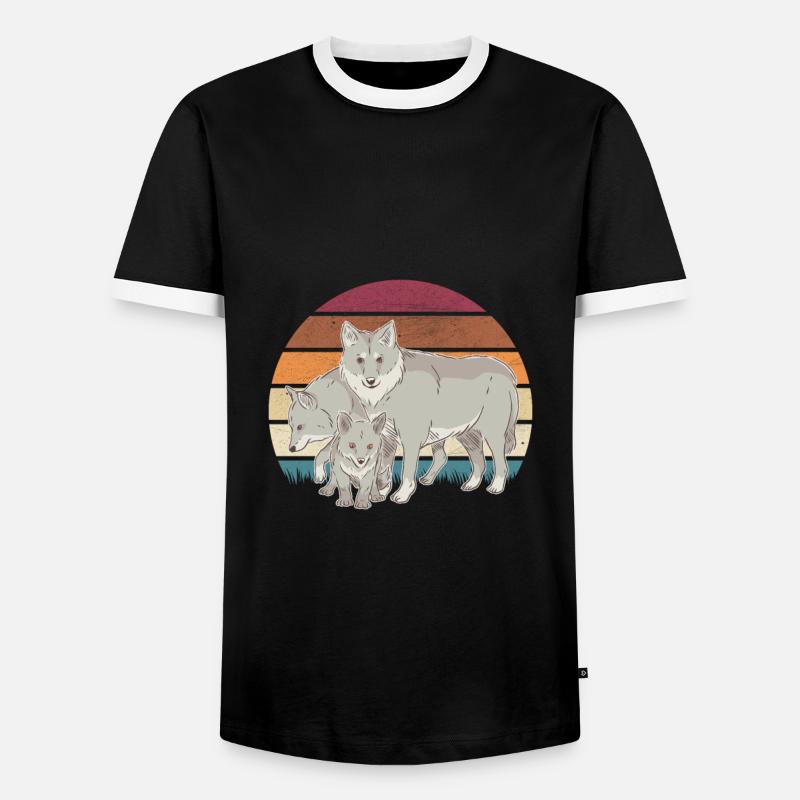 Wolfsrudel Wölfe Wolf - Männer Kontrast-T-Shirt - Schwarz/Weiß