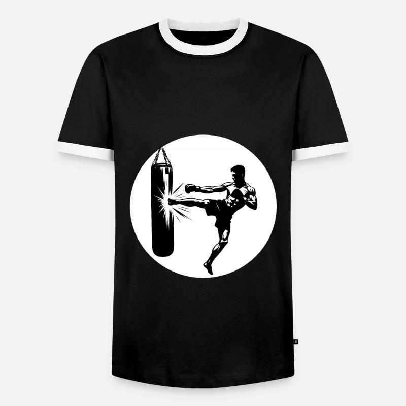 Kickboxen Kickboxer Sidekick - Männer Kontrast-T-Shirt - Schwarz/Weiß
