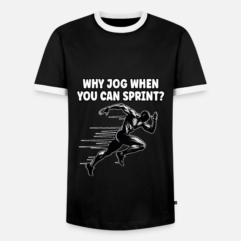 Bahnläufer Sprinter Sprint 100m Sprinter - Männer Kontrast-T-Shirt - Schwarz/Weiß