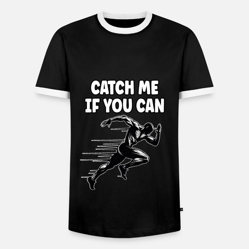 Bahnläufer Sprinter Sprint 100m Sprinter - Männer Kontrast-T-Shirt - Schwarz/Weiß