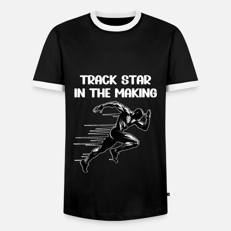 Bahnläufer Sprinter Sprint 100m Sprinter - Männer Kontrast-T-Shirt - Schwarz/Weiß