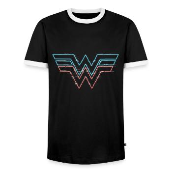 Wonder Woman 1984 Logo Neon - Männer Kontrast-T-Shirt - Schwarz/Weiß - Vorne - AI Model Female 172 light (172cm) & AI Model Male 178 light (178cm)