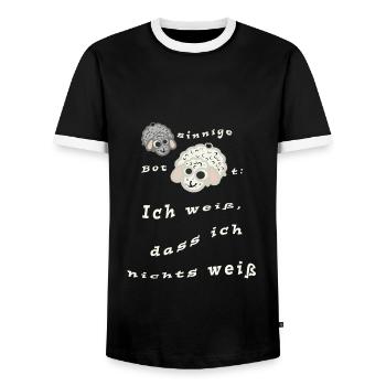 Ich weiß dass ich nichts weiß - schaf-sinniges - Männer Kontrast-T-Shirt - Schwarz/Weiß - Vorne - AI Model Female 172 light (172cm) & AI Model Male 178 light (178cm)