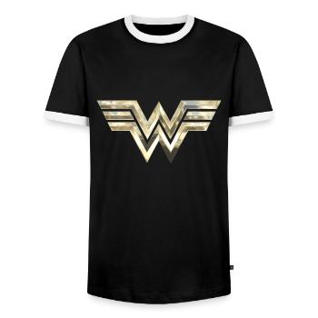 Wonder Woman 1984 Logo Classic Gold - Männer Kontrast-T-Shirt - Schwarz/Weiß - Vorne - AI Model Female 172 light (172cm) & AI Model Male 178 light (178cm)