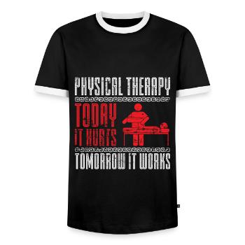 Thérapie Cadeau Physiothérapie - T-shirt contrasté Homme - noir/blanc - Devant - AI Model Female 172 light (172cm) & AI Model Male 178 light (178cm)