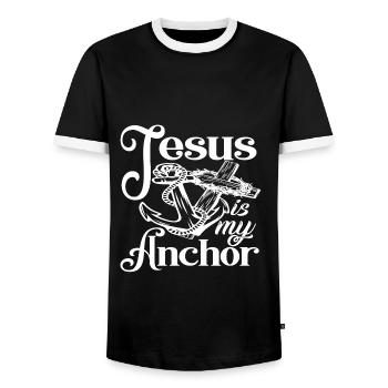 Jesus Ist Mein Anker Kreuz Bibel Sagt Jesus - Männer Kontrast-T-Shirt - Schwarz/Weiß - Vorne - AI Model Female 172 light (172cm) & AI Model Male 178 light (178cm)