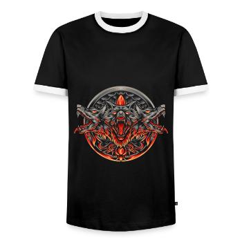 Wolf Head Cerberus Mythische Griechische Kreaturen - Männer Kontrast-T-Shirt - Schwarz/Weiß - Vorne - AI Model Female 172 light (172cm) & AI Model Male 178 light (178cm)