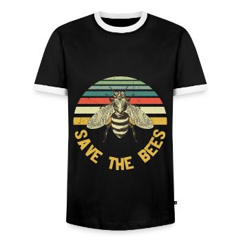 Rettet die Bienen Retro Sunset-Schriftarten - Männer Kontrast-T-Shirt - Schwarz/Weiß - Vorne - AI Model Female 172 light (172cm) & AI Model Male 178 light (178cm)