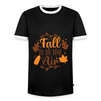 Der Herbst liegt in der Luft mit Eichelblättern - Männer Kontrast-T-Shirt - Schwarz/Weiß - Vorne - AI Model Female 172 light (172cm) & AI Model Male 178 light (178cm)