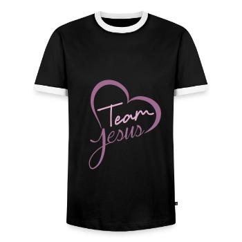 Équipe Jésus Moderne Jésus-Christ Fils De Dieu - T-shirt contrasté Homme - noir/blanc - Devant - AI Model Female 172 light (172cm) & AI Model Male 178 light (178cm)
