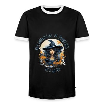 In a world full of princesses be a witch Hexen - Männer Kontrast-T-Shirt - Schwarz/Weiß - Vorne - AI Model Female 172 light (172cm) & AI Model Male 178 light (178cm)