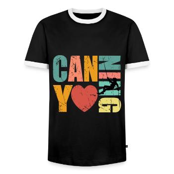 Canyoning Lover Canyoneer - Men's Ringer Shirt - black/white - Front - AI Model Female 172 light (172cm) & AI Model Male 178 light (178cm)
