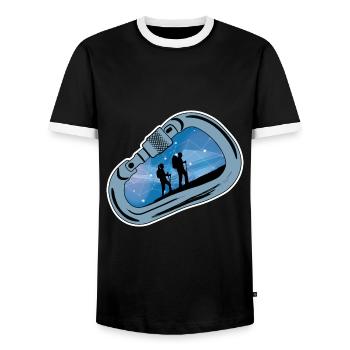 Mousqueton Randonnée - T-shirt contrasté Homme - noir/blanc - Devant - AI Model Female 172 light (172cm) & AI Model Male 178 light (178cm)