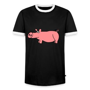 Cochon - T-shirt contrasté Homme - noir/blanc - Devant - AI Model Female 172 light (172cm) & AI Model Male 178 light (178cm)