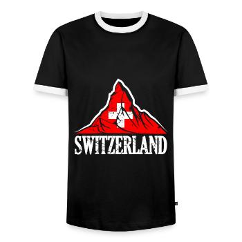 Suisse Cervin - Drapeau suisse - T-shirt contrasté Homme - noir/blanc - Devant - AI Model Female 172 light (172cm) & AI Model Male 178 light (178cm)