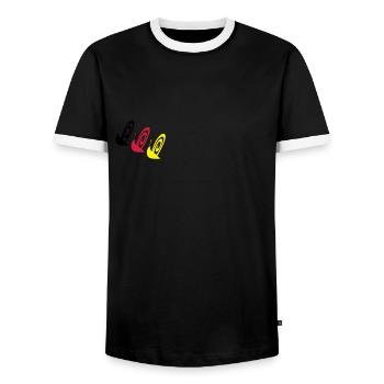 Snail - Men's Ringer Shirt - black/white - Front - AI Model Female 172 light (172cm) & AI Model Male 178 light (178cm)