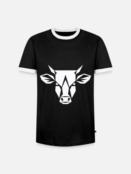 Polygone de taureau - Conception agricole - T-shirt contrasté Homme - noir/blanc