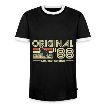 1988 - T-shirt contrasté Homme - noir/blanc - Devant - AI Model Female 172 light (172cm) & AI Model Male 178 light (178cm)