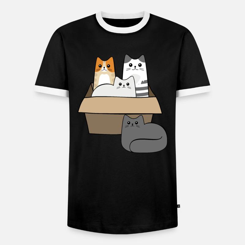 Katzen in einer Box - Männer Kontrast-T-Shirt - Schwarz/Weiß