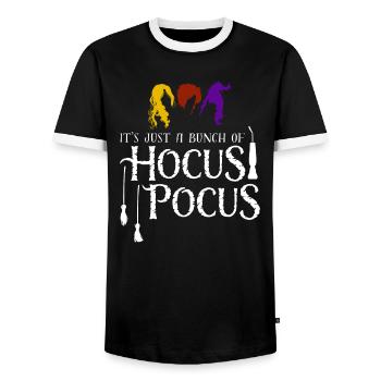 It's Just a Bunch of Hocus Pocus - Men's Ringer Shirt - black/white - Front - AI Model Female 172 light (172cm) & AI Model Male 178 light (178cm)
