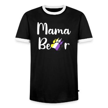 Non-Binary Mama Bear LGBTQ Mom Non-Binary Enby - Men's Ringer Shirt - black/white - Front - AI Model Female 172 light (172cm) & AI Model Male 178 light (178cm)