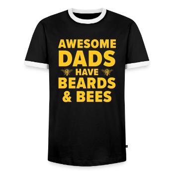 Funny Beekeeper Bee Beekeeping Dad Beard Father - Men's Ringer Shirt - black/white - Front - AI Model Female 172 light (172cm) & AI Model Male 178 light (178cm)