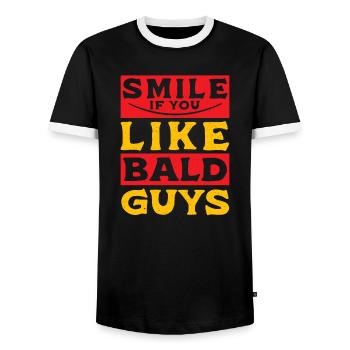 Lächeln, wenn du kahle Jungs magst Kahlheit - Männer Kontrast-T-Shirt - Schwarz/Weiß - Vorne - AI Model Female 172 light (172cm) & AI Model Male 178 light (178cm)