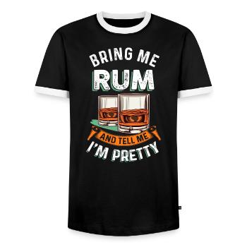 Rumtrinken Lustiger Rumtrinker Bring mir Rum - Männer Kontrast-T-Shirt - Schwarz/Weiß - Vorne - AI Model Female 172 light (172cm) & AI Model Male 178 light (178cm)