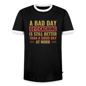 Geocaching Lustiger Geocacher Schlechter Tag Beim - Männer Kontrast-T-Shirt - Schwarz/Weiß - Vorne - AI Model Female 172 light (172cm) & AI Model Male 178 light (178cm)