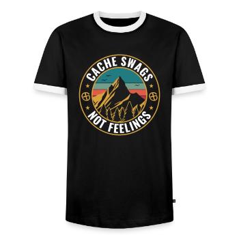 Geocaching Lustiger Geocacher Cache Swags Nicht - Männer Kontrast-T-Shirt - Schwarz/Weiß - Vorne - AI Model Female 172 light (172cm) & AI Model Male 178 light (178cm)