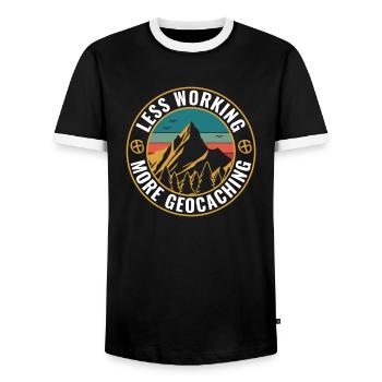 Geocaching Drôle de Geocacher moins de travail - T-shirt contrasté Homme - noir/blanc - Devant - AI Model Female 172 light (172cm) & AI Model Male 178 light (178cm)