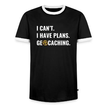 Geocaching Geocacher Ich Kann Nicht Ich Habe - Männer Kontrast-T-Shirt - Schwarz/Weiß - Vorne - AI Model Female 172 light (172cm) & AI Model Male 178 light (178cm)
