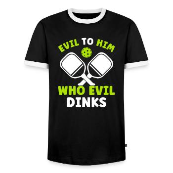 Pickleball Player Nasty For Him Pickleball Men - Men's Ringer Shirt - black/white - Front - AI Model Female 172 light (172cm) & AI Model Male 178 light (178cm)