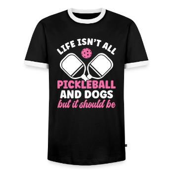 The life of the pickleball player is not - Men's Ringer Shirt - black/white - Front - AI Model Female 172 light (172cm) & AI Model Male 178 light (178cm)