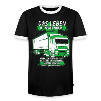 LKW-Fahrer Trucker Fernfahrer Brummi Fahrer - Männer Kontrast-T-Shirt - Schwarz/Weiß - Vorne - AI Model Female 172 light (172cm) & AI Model Male 178 light (178cm)