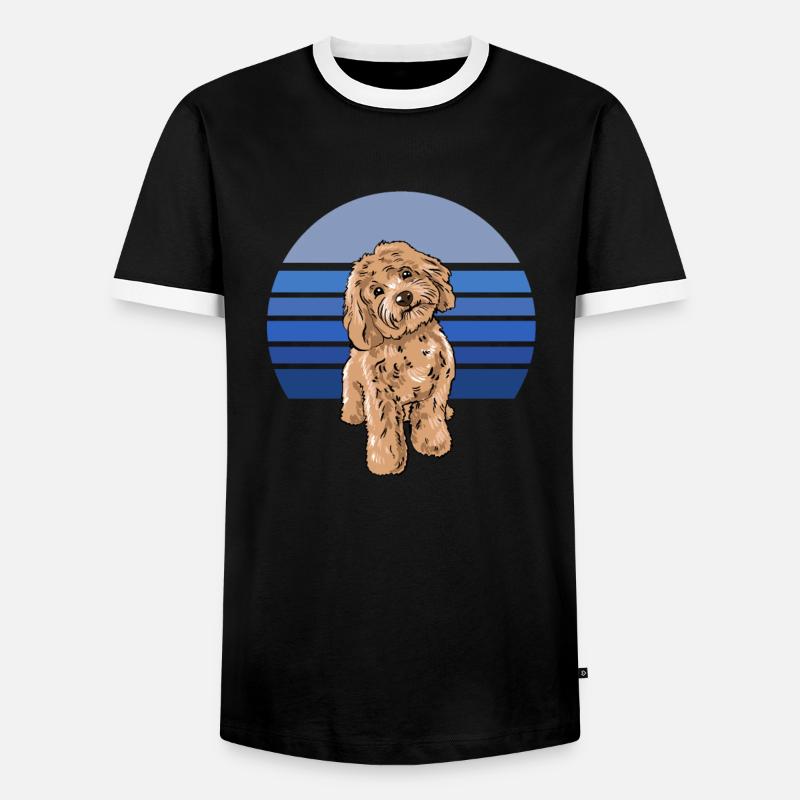Cockapoo Blau Retro - Männer Kontrast-T-Shirt - Schwarz/Weiß