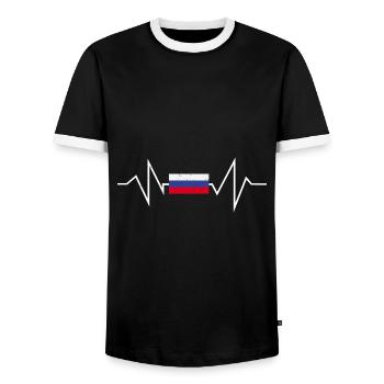 Russie - T-shirt contrasté Homme - noir/blanc - Devant - AI Model Female 172 light (172cm) & AI Model Male 178 light (178cm)