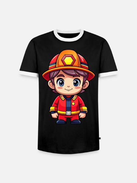 Held in Rot der Feuerwehrmann - Männer Kontrast-T-Shirt - Schwarz/Weiß